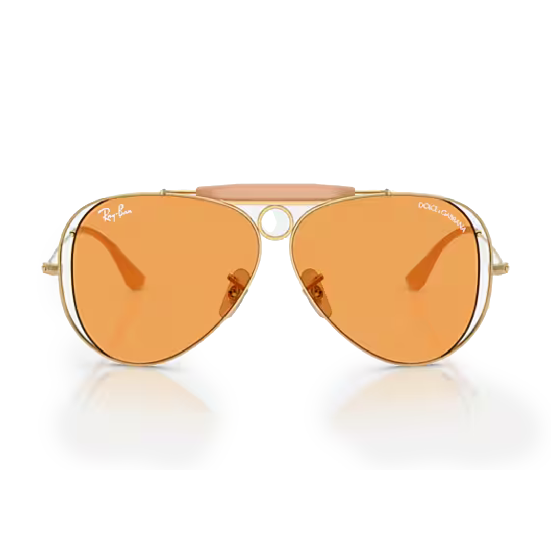 Ray Ban x Dolce & Gabbana The Shooter Polished Arista Gold Frame/Orange Lenses