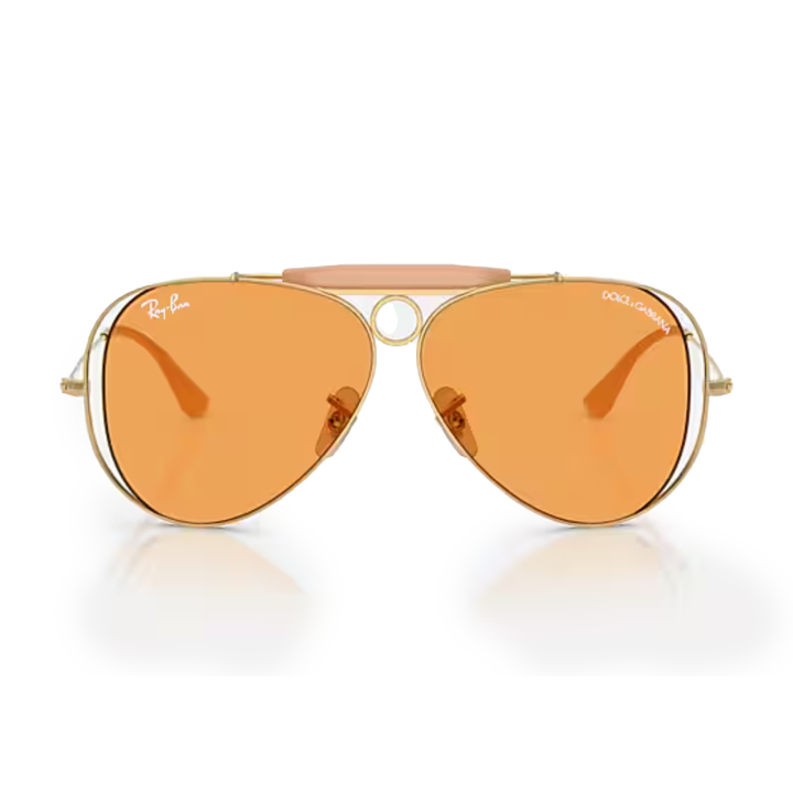 Ray Ban x Dolce & Gabbana The Shooter Polished Arista Gold Frame/Orange Lenses