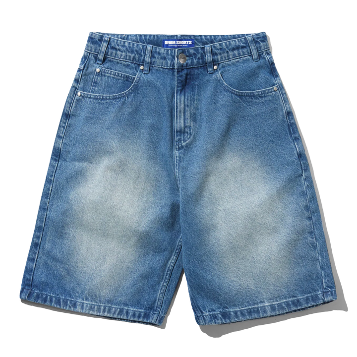 Butter Men's Drummer Baggy Denim Shorts Stone Wash Blue