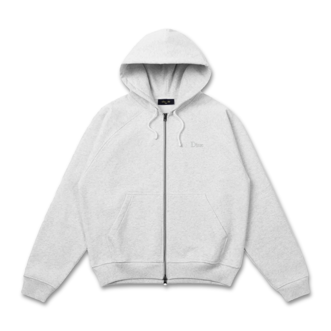 Dime Men's Classic Small Logo Ash Grey Zip Hoodie