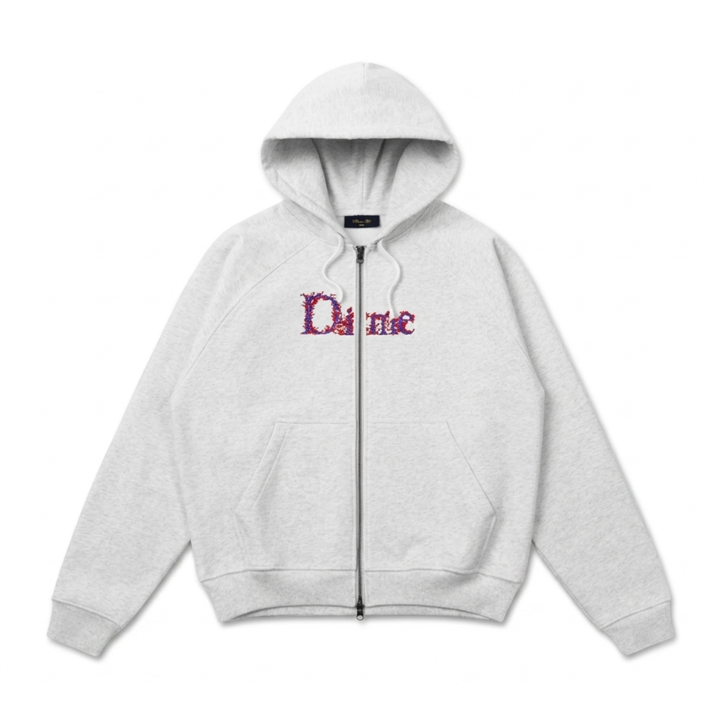 Dime Men's Classic Veins Zip Hoodie Ash