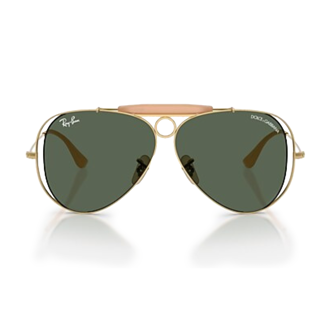 Ray Ban x Dolce & Gabbana The Shooter Polished Arista Gold Frame/Dark Green Lenses