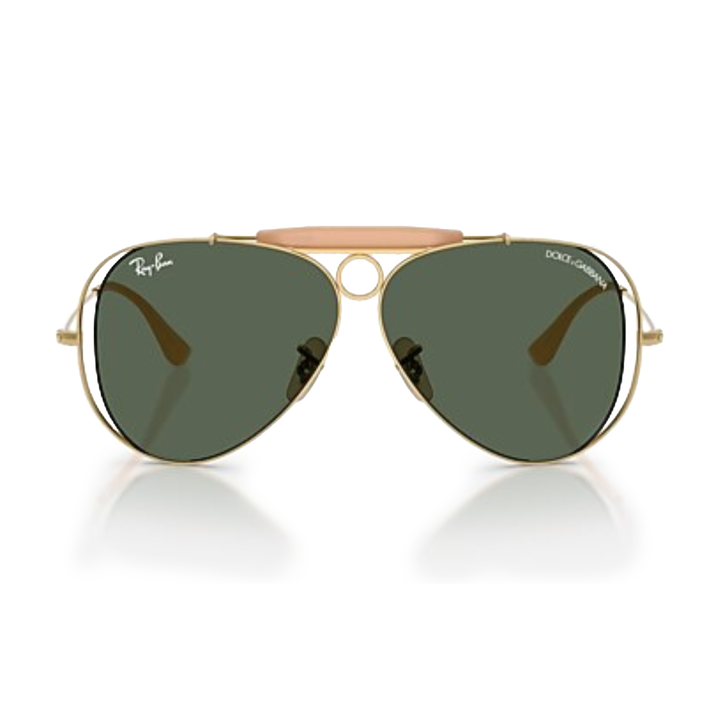 Ray Ban x Dolce & Gabbana The Shooter Polished Arista Gold Frame/Dark Green Lenses