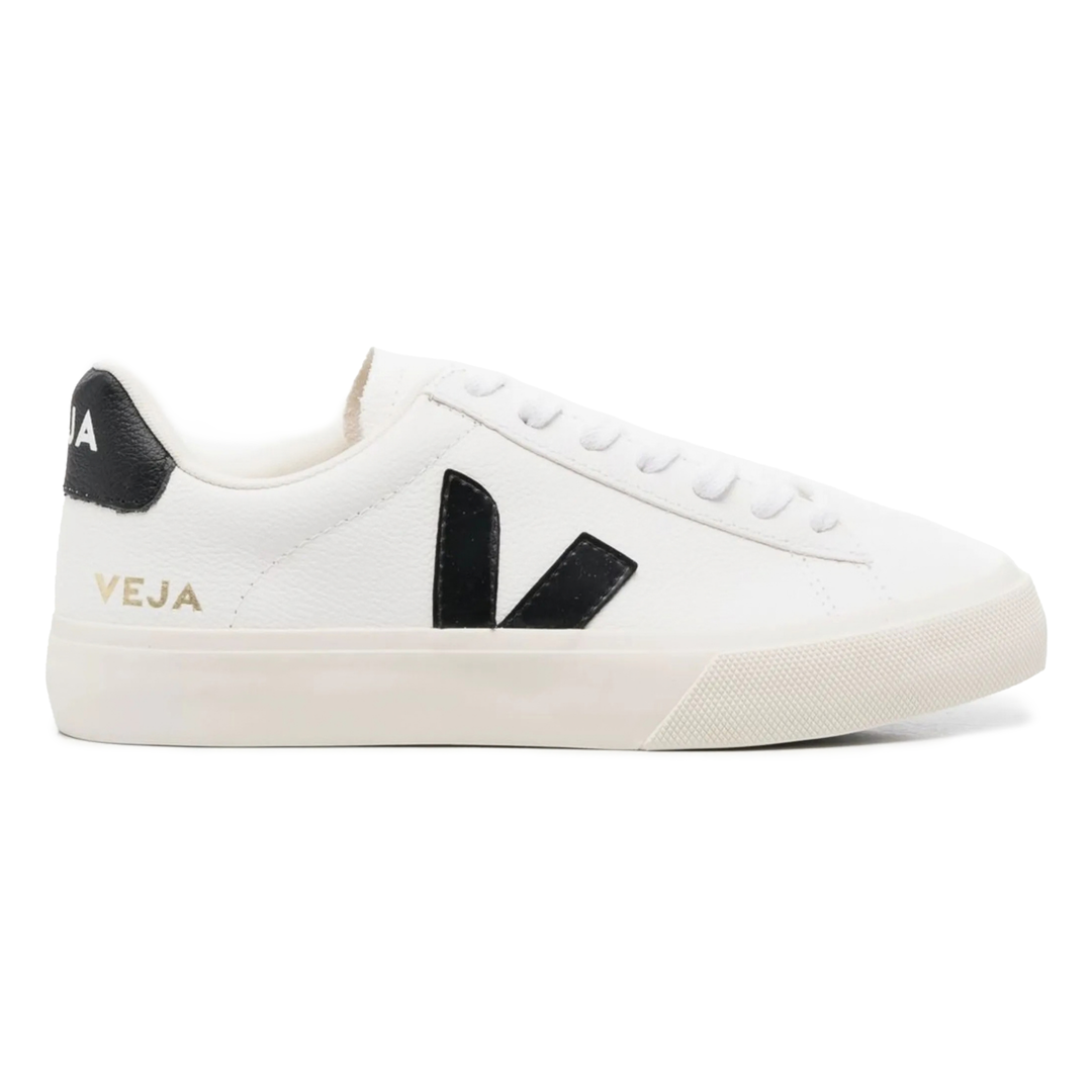 Veja Women's Campo White/Black Logo-Patch Sneakers