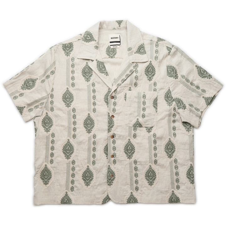 Rizort Men's Flow Camp Collar Olive/Multicolor