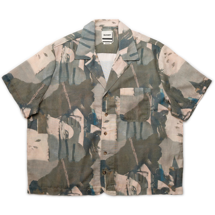 Rizort Men's Art Camp Collar Brown/Multicolor