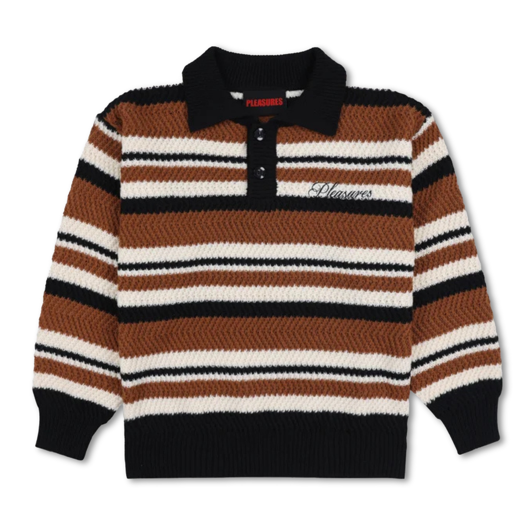 Pleasures Men's Cooper Polo Sweater Brown