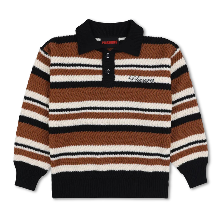 Pleasures Men's Cooper Polo Sweater Brown