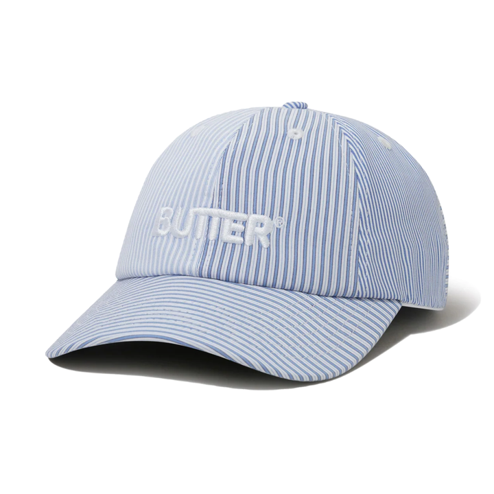 Butter Rounded Logo 6 Panel Cap French Blue Stripe