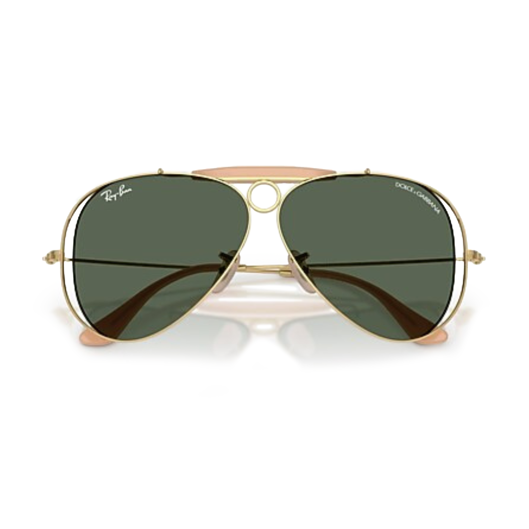 Ray Ban x Dolce & Gabbana The Shooter Polished Arista Gold Frame/Dark Green Lenses