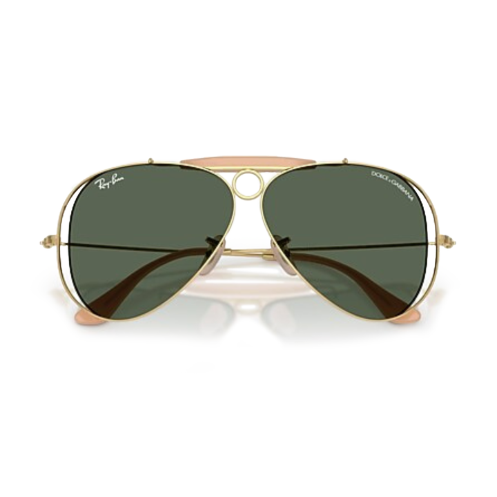 Ray Ban x Dolce & Gabbana The Shooter Polished Arista Gold Frame/Dark Green Lenses