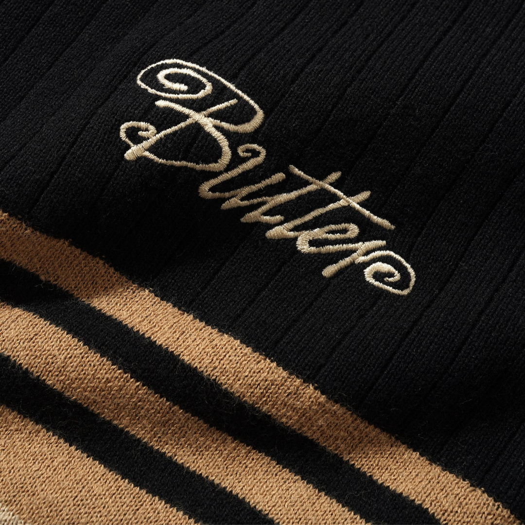 Butter Men's Crest Knit Sweater Black/Beige
