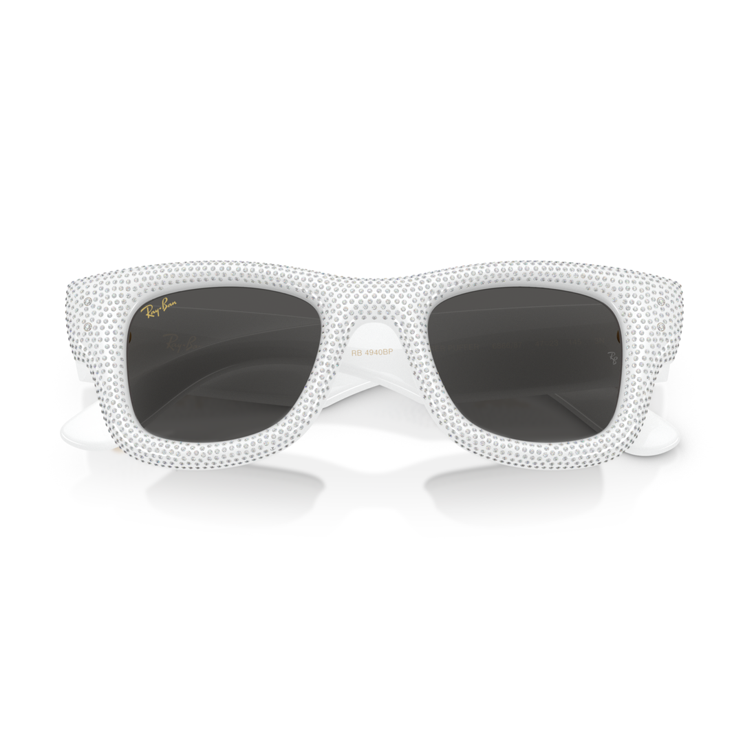 Ray Ban X A$AP Rocky Wayfarer Puffer Swarovski Crystal Pavè Edition Polished White & Strass Pave Frame/Ultra Black Lenses