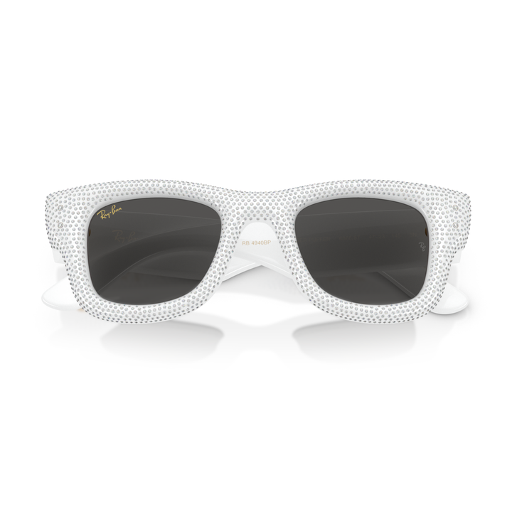 Ray Ban X A$AP Rocky Wayfarer Puffer Swarovski Crystal Pavè Edition Polished White & Strass Pave Frame/Ultra Black Lenses