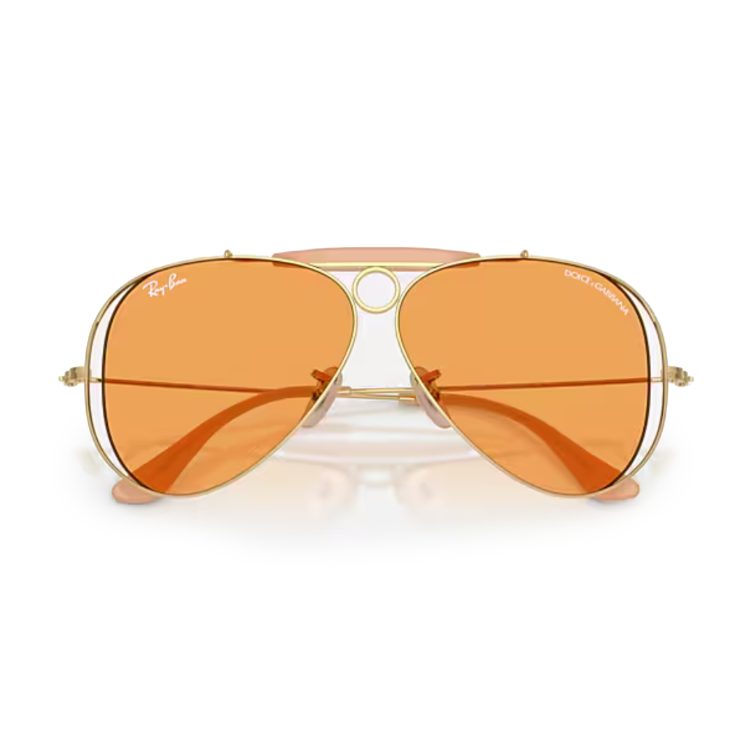 Ray Ban x Dolce & Gabbana The Shooter Polished Arista Gold Frame/Orange Lenses