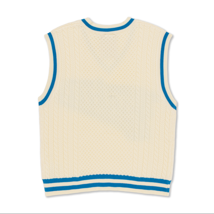 Father Figure Men's Yankees Cream White/Light Blue Knitted Sweater Vest