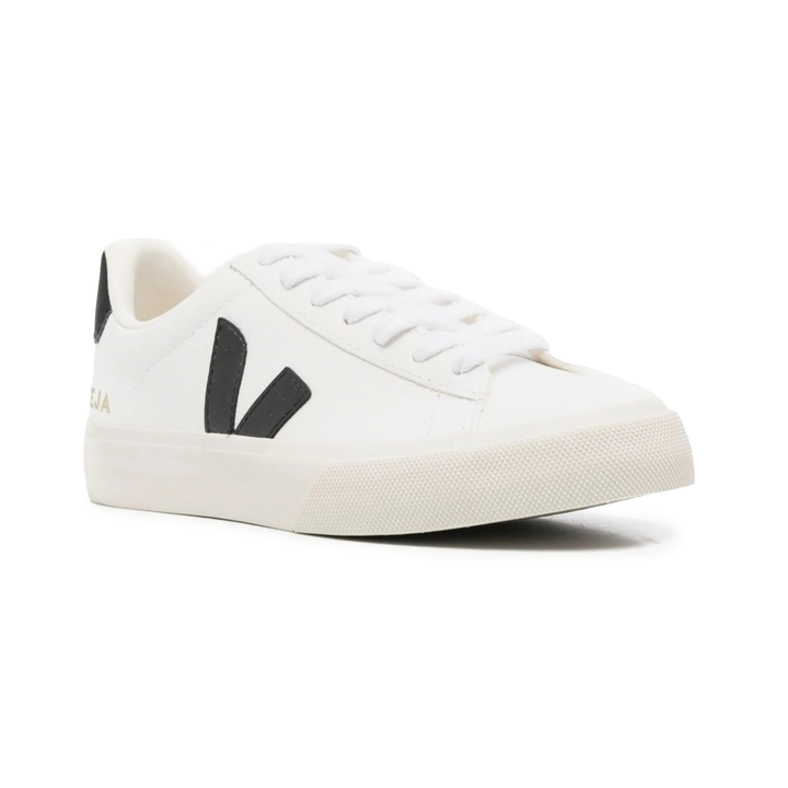 Veja Women's Campo White/Black Logo-Patch Sneakers