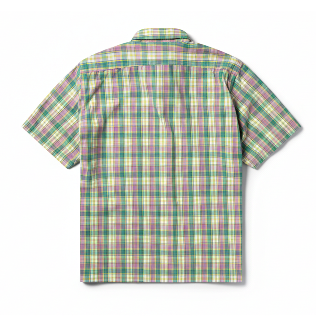 No Problemo Men's Alieno Short Sleeve Check Shirt Yellow/Pink/Green