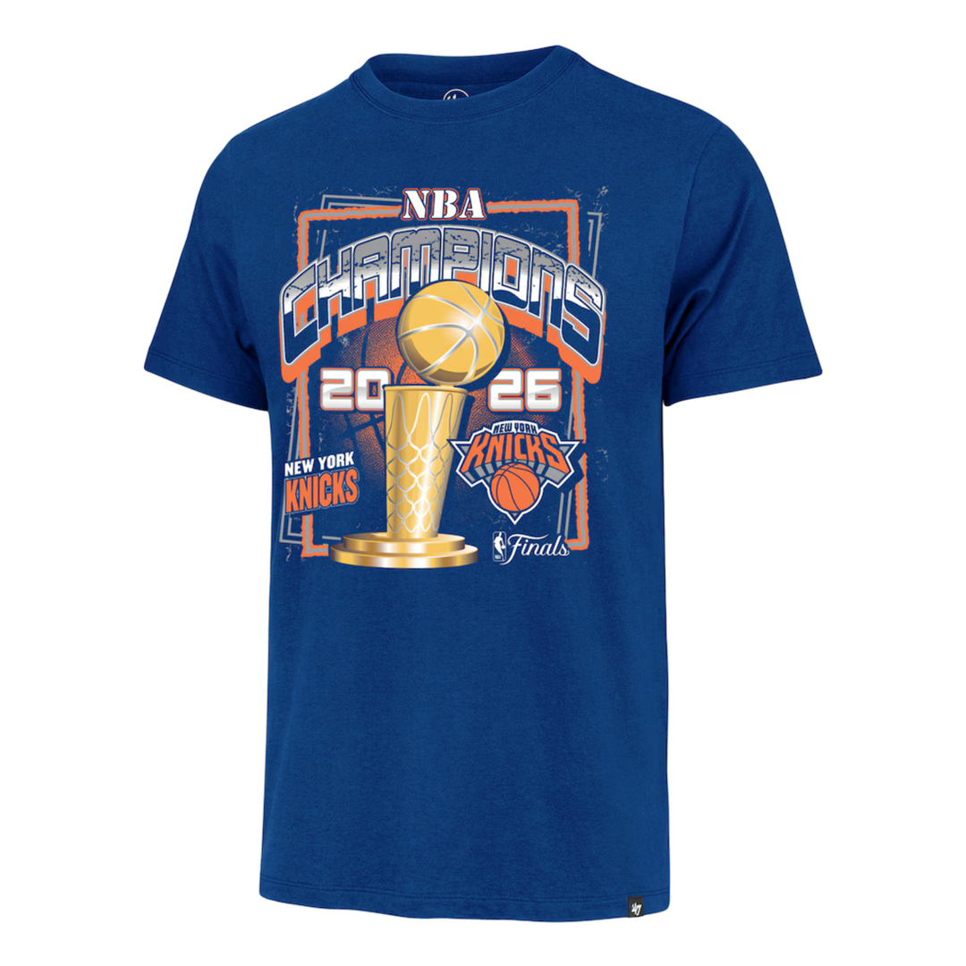 '47 Brand New York Knicks 2026 NBA Finals Champions Blue Franklin T-Shirt