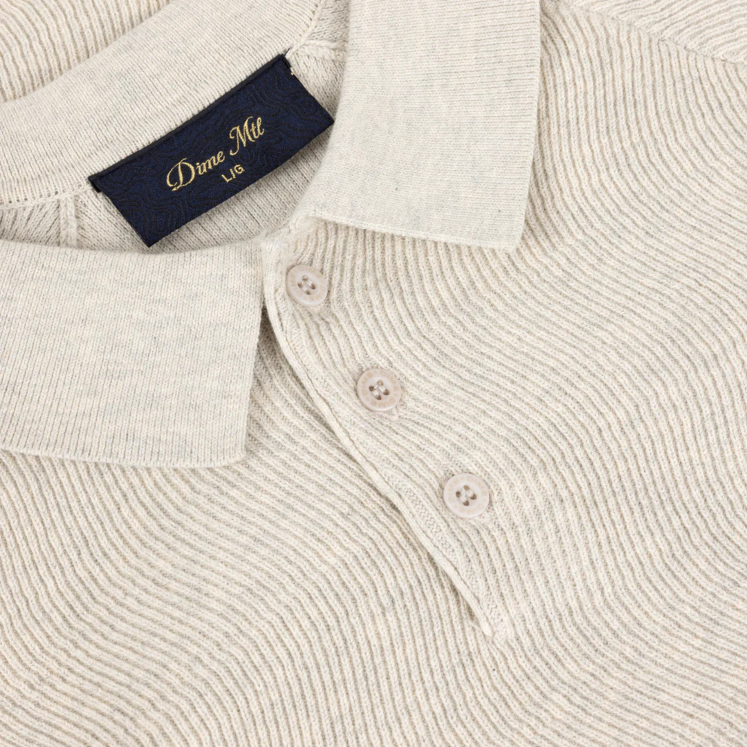 Dime Men's Cable Knit Polo Oatmeal