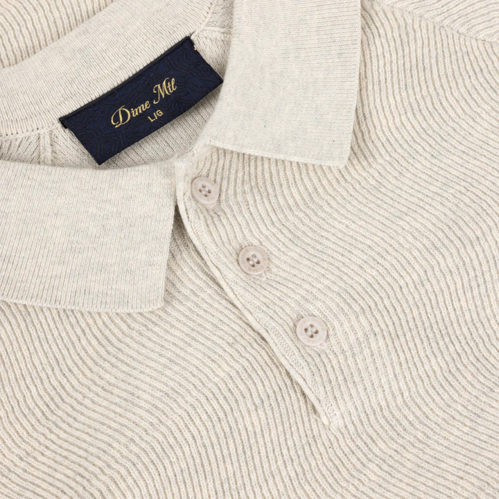 Dime Men's Cable Knit Polo Oatmeal