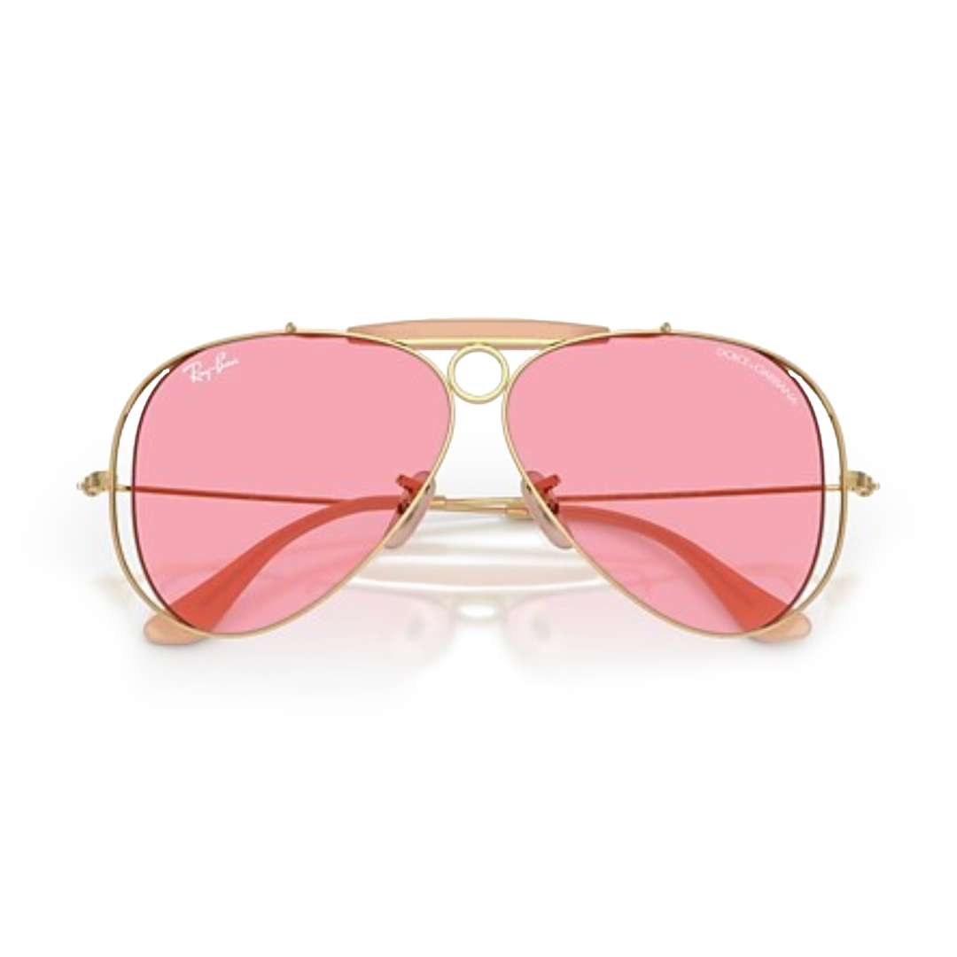 Ray Ban x Dolce & Gabbana The Shooter Polished Arista Gold Frame/Pink Lenses