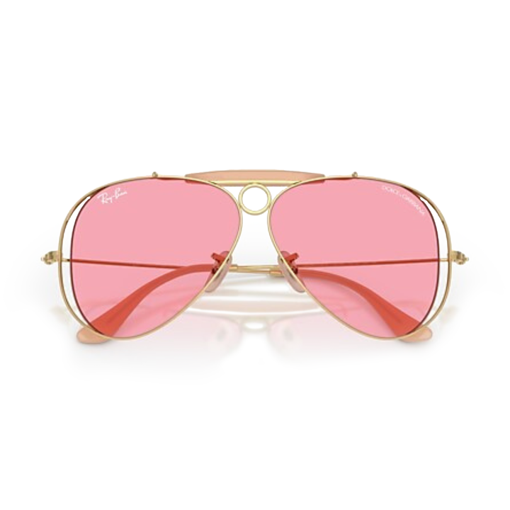 Ray Ban x Dolce & Gabbana The Shooter Polished Arista Gold Frame/Pink Lenses