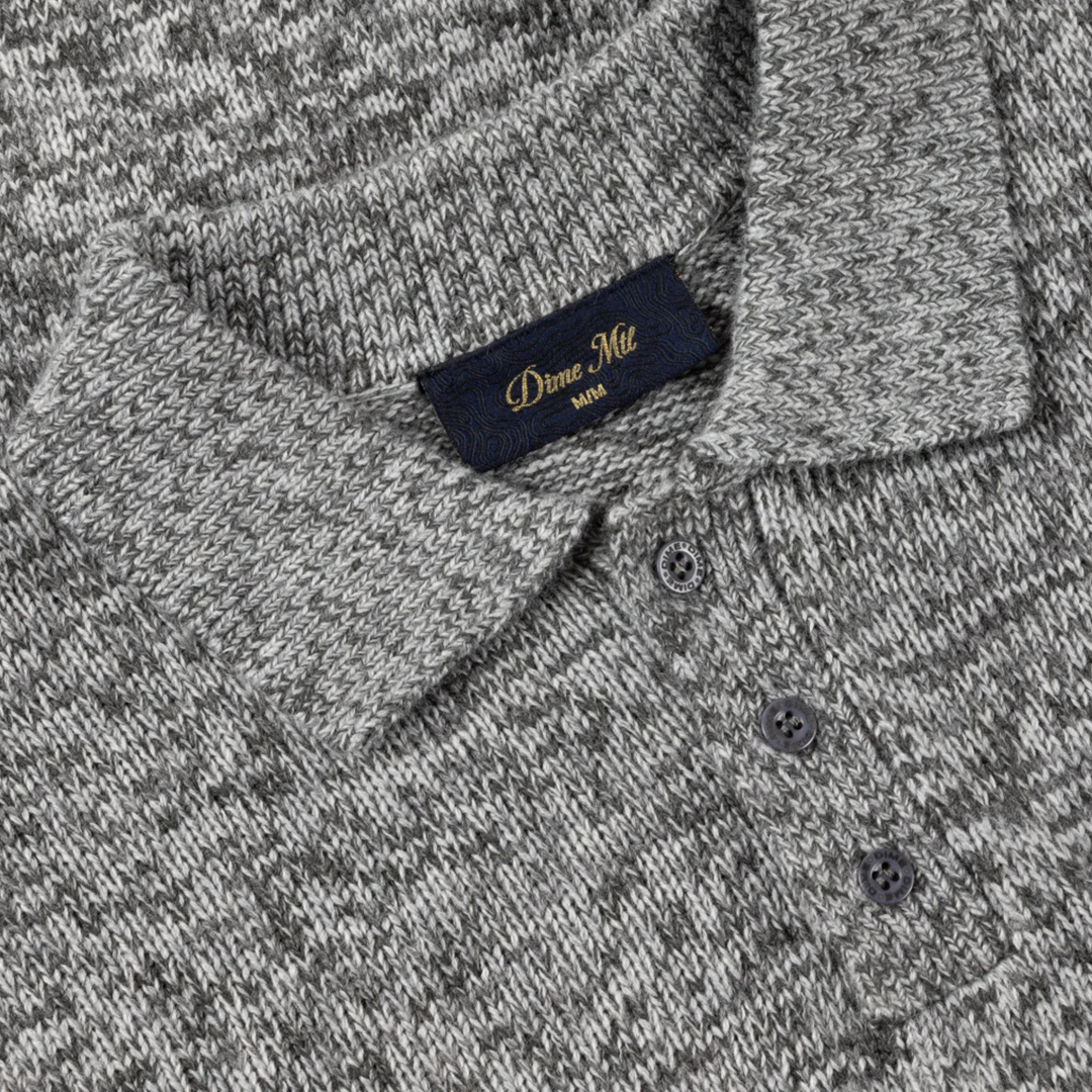 Dime Men's Knitted Polo Static Grey