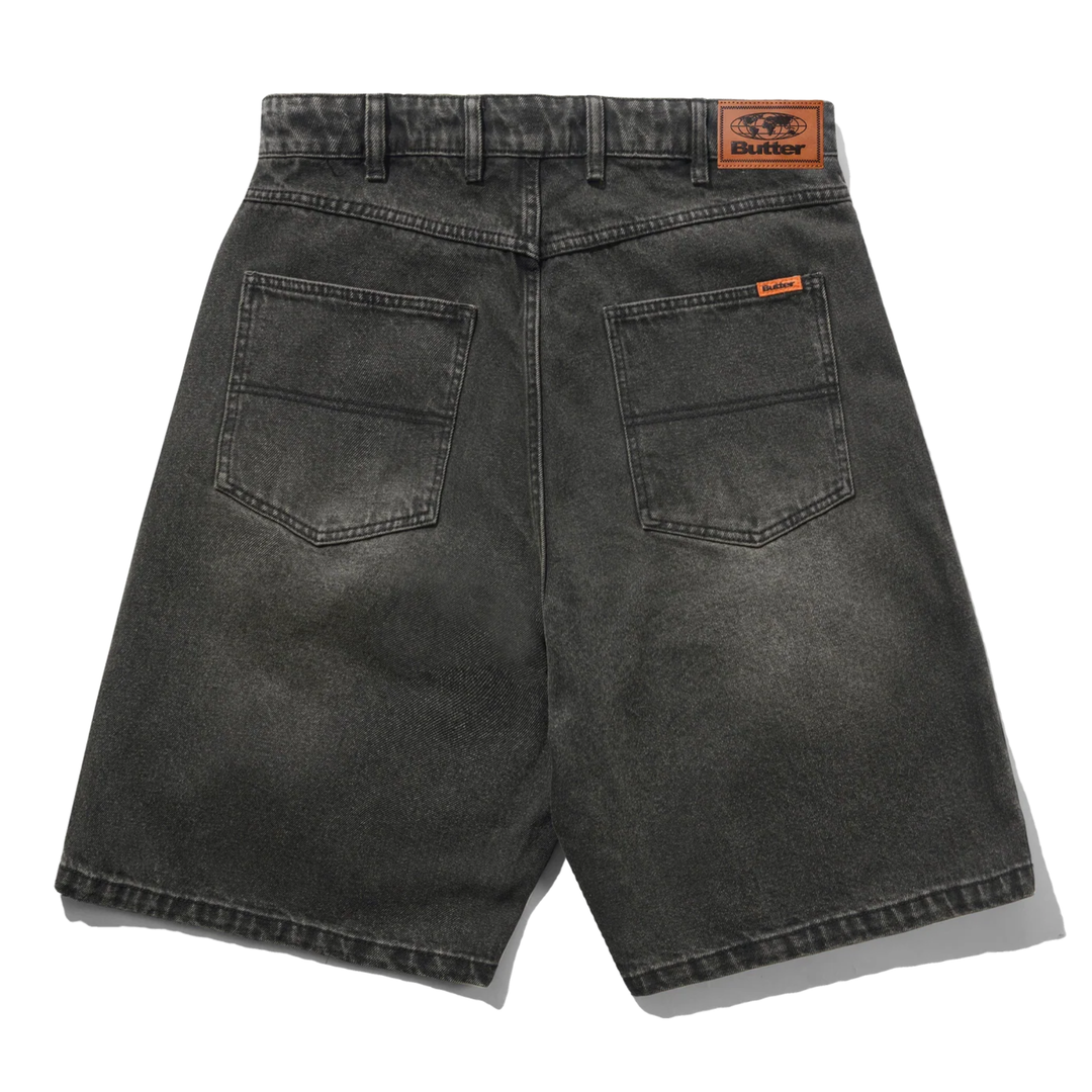Butter Men's Baggy Denim Shorts Faded Black