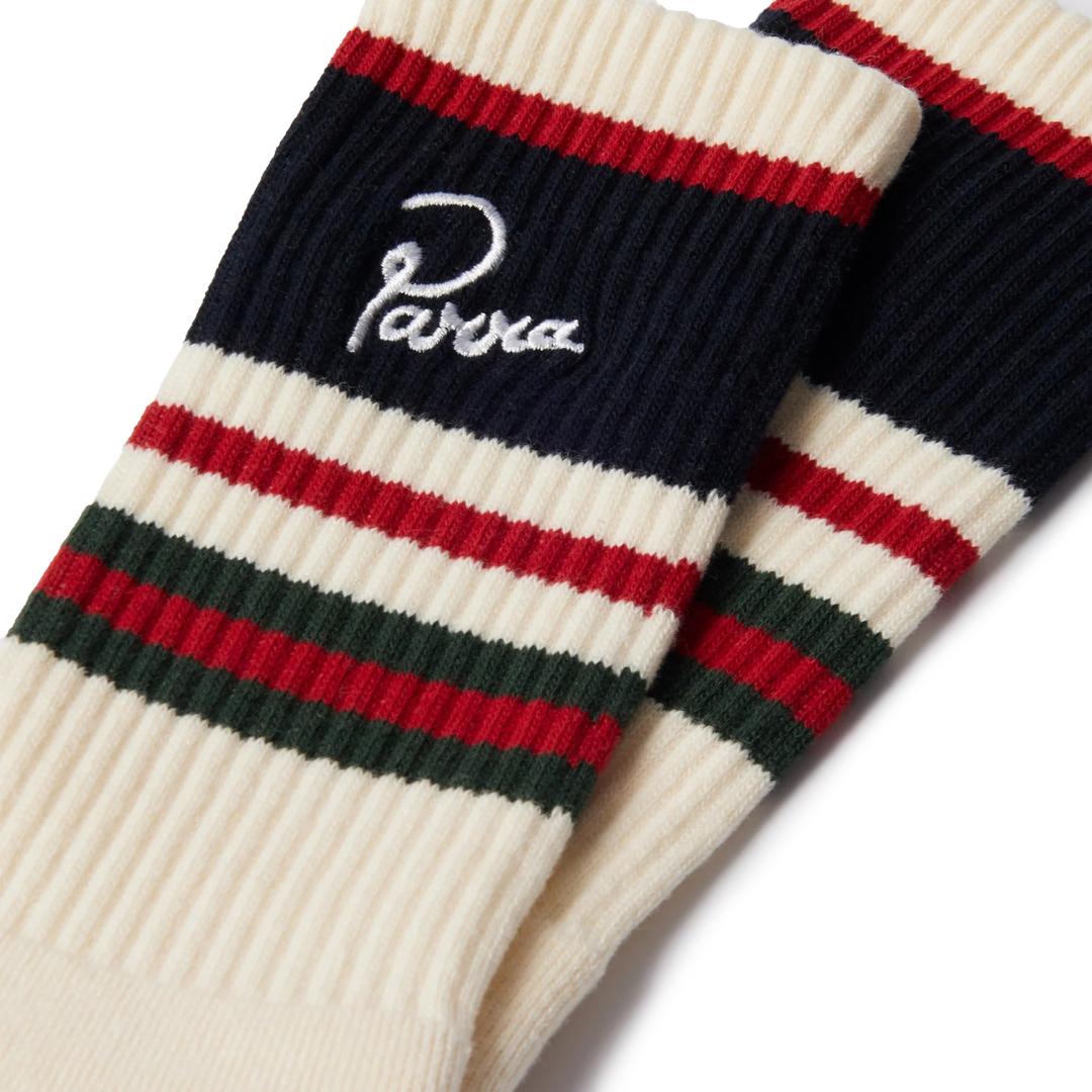 By Parra Signature Striped Crew Sock White