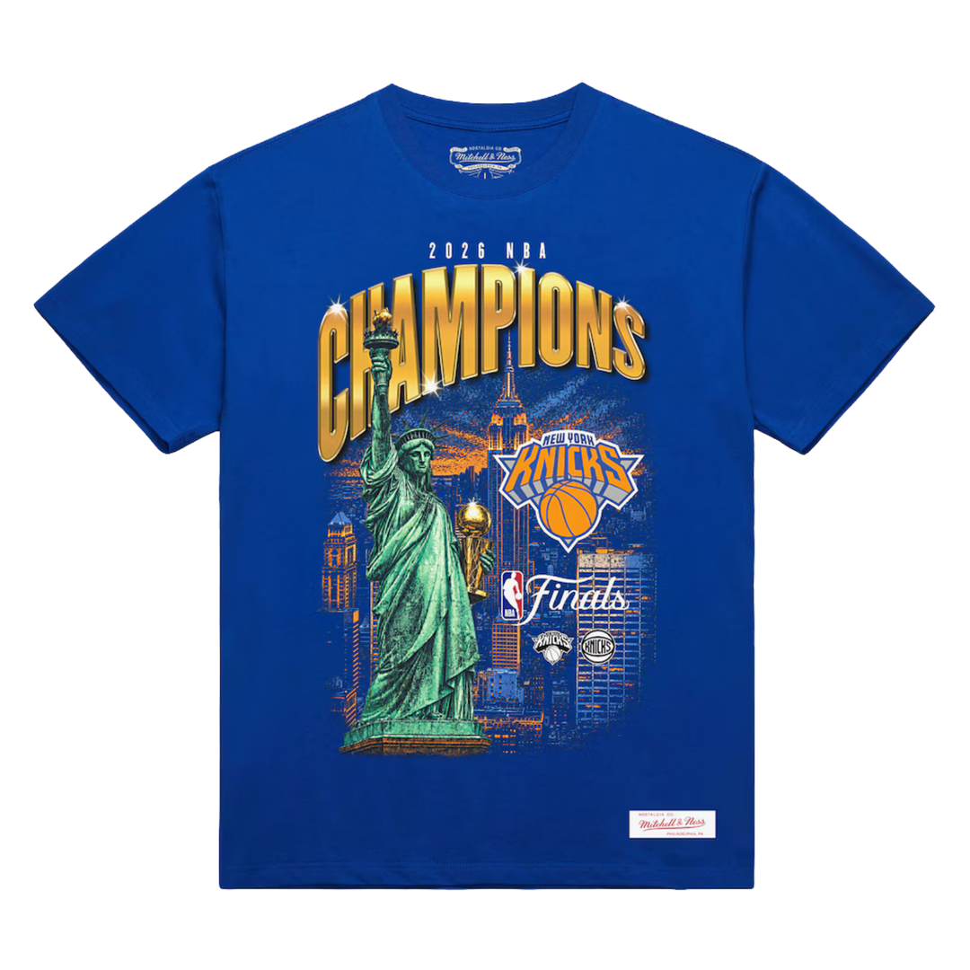 Mitchell and Ness New York Knicks 2026 NBA Finals Champions City T-Shirt Royal Blue