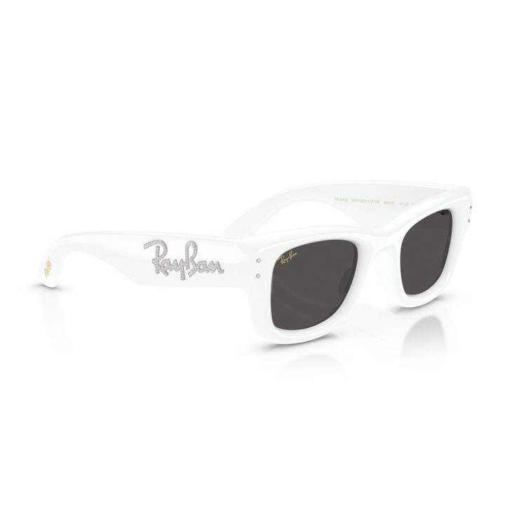 Ray Ban X A$AP Rocky Wayfarer Puffer Crystal Edition Polished White & Strass Frame/Ultra Black Lenses