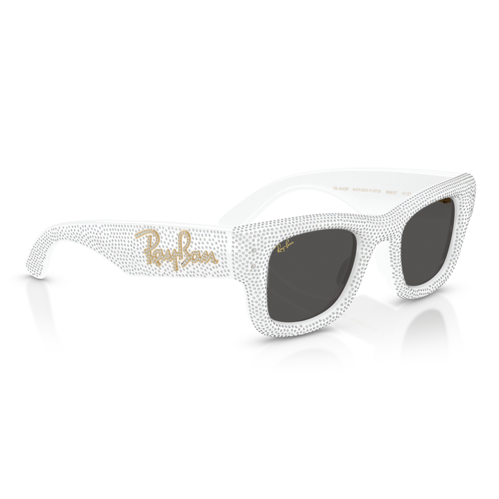 Ray Ban X A$AP Rocky Wayfarer Puffer Swarovski Crystal Pavè Edition Polished White & Strass Pave Frame/Ultra Black Lenses