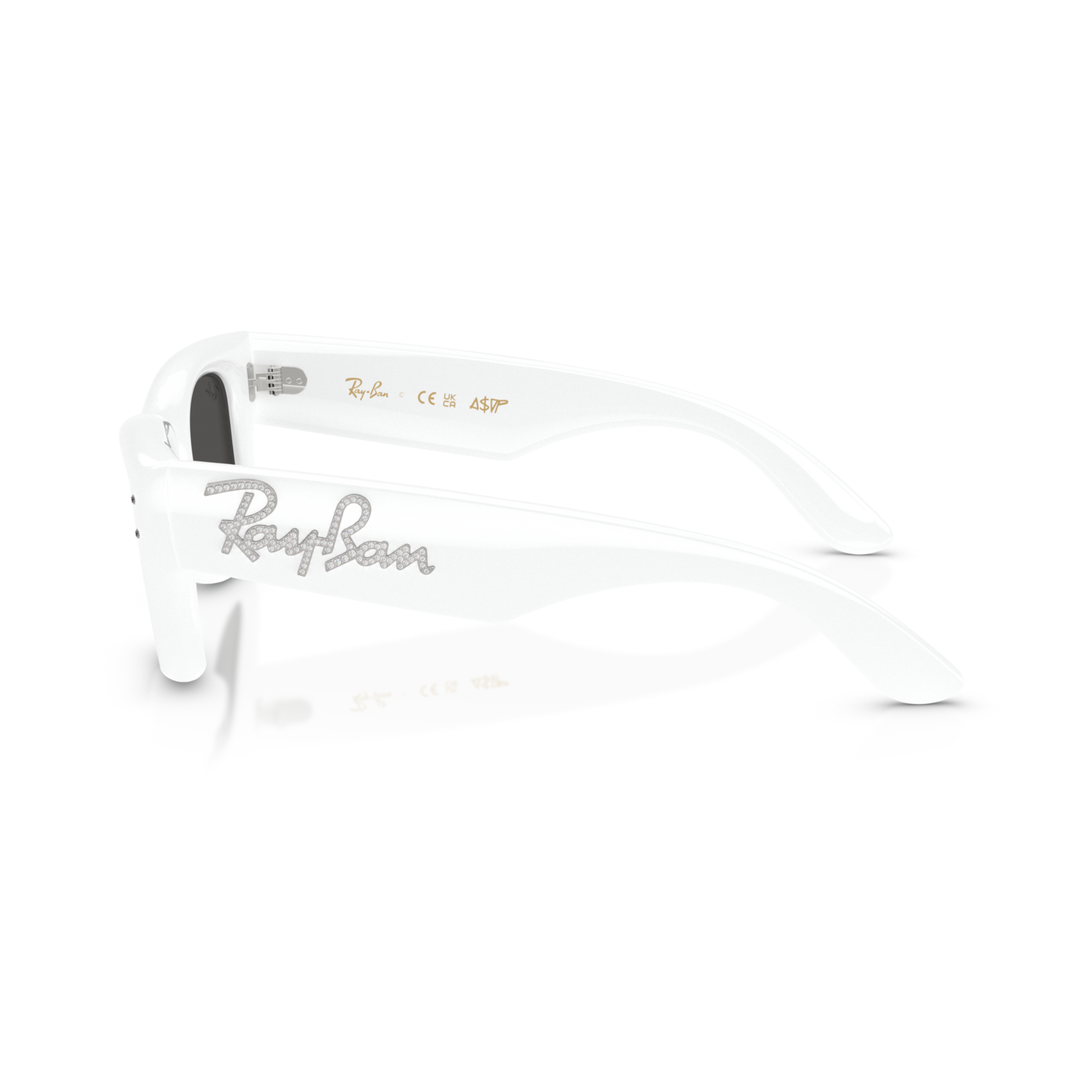 Ray Ban X A$AP Rocky Wayfarer Puffer Crystal Edition Polished White & Strass Frame/Ultra Black Lenses