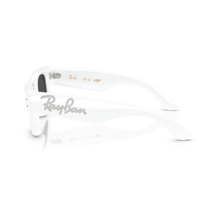Ray Ban X A$AP Rocky Wayfarer Puffer Crystal Edition Polished White & Strass Frame/Ultra Black Lenses
