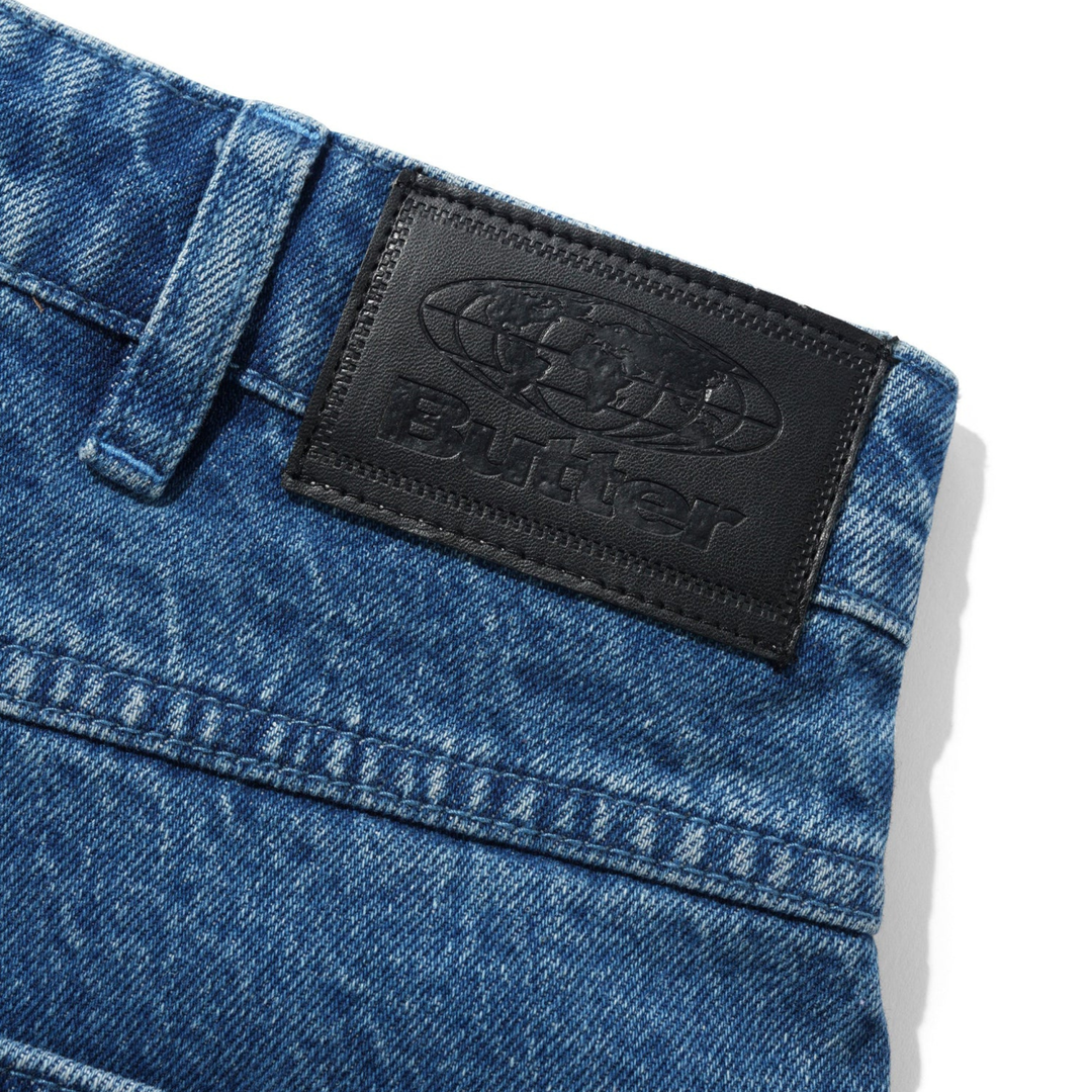 Butter Men's Drummer Baggy Denim Shorts Stone Wash Blue