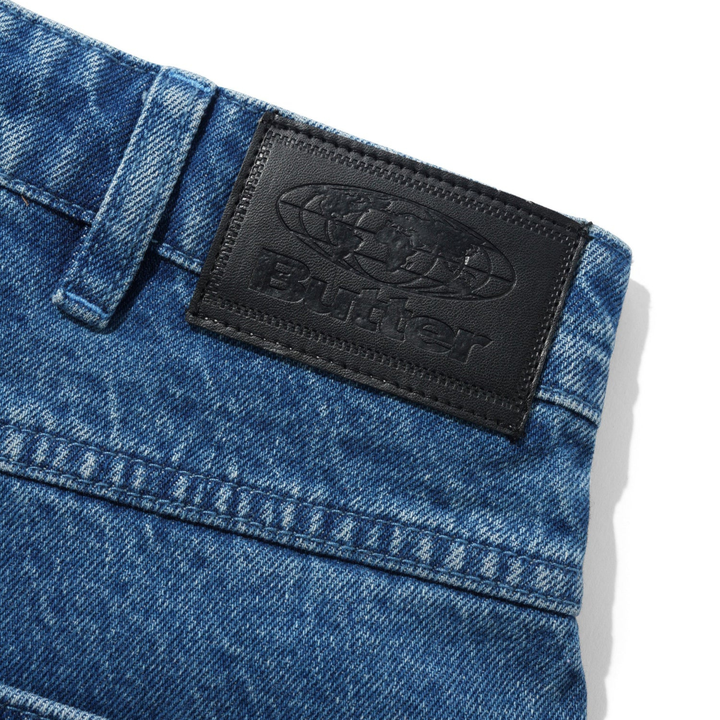 Butter Men's Drummer Baggy Denim Shorts Stone Wash Blue