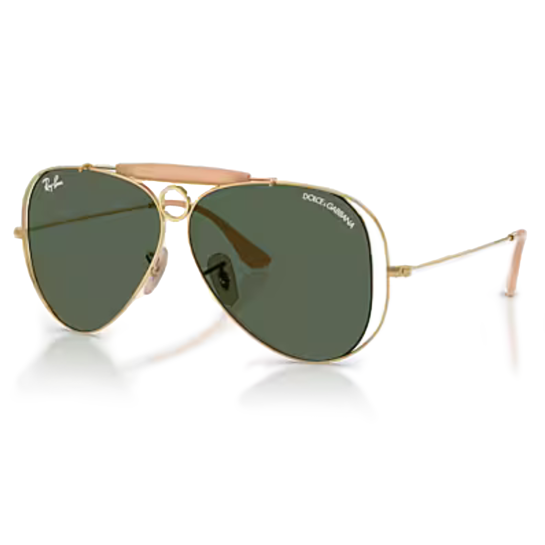 Ray Ban x Dolce & Gabbana The Shooter Polished Arista Gold Frame/Dark Green Lenses