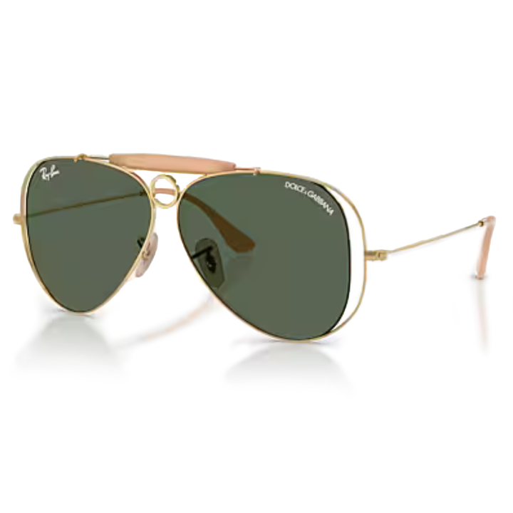 Ray Ban x Dolce & Gabbana The Shooter Polished Arista Gold Frame/Dark Green Lenses