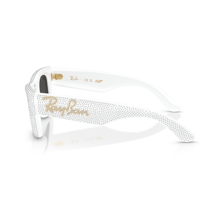 Ray Ban X A$AP Rocky Wayfarer Puffer Swarovski Crystal Pavè Edition Polished White & Strass Pave Frame/Ultra Black Lenses