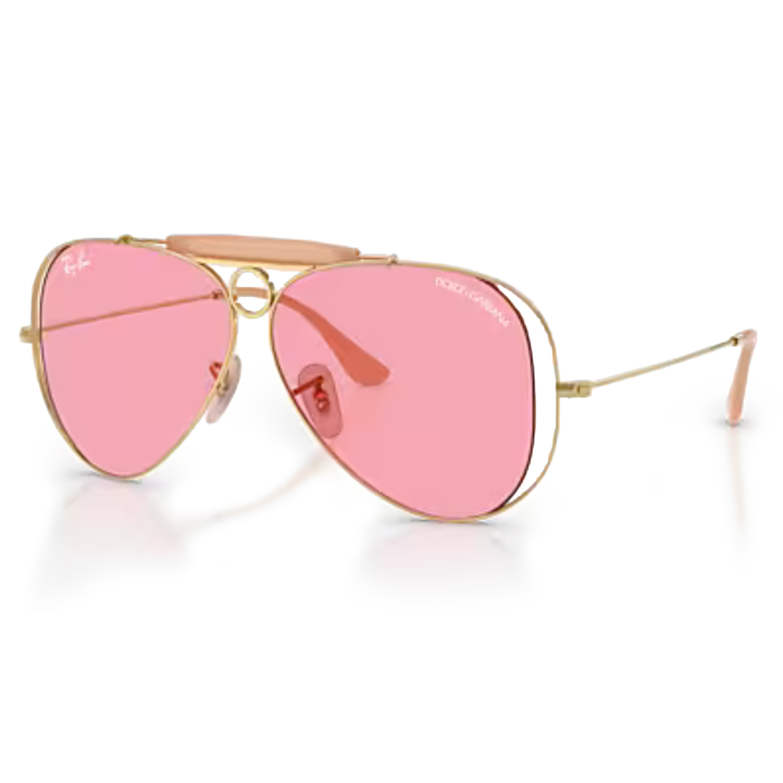 Ray Ban x Dolce & Gabbana The Shooter Polished Arista Gold Frame/Pink Lenses