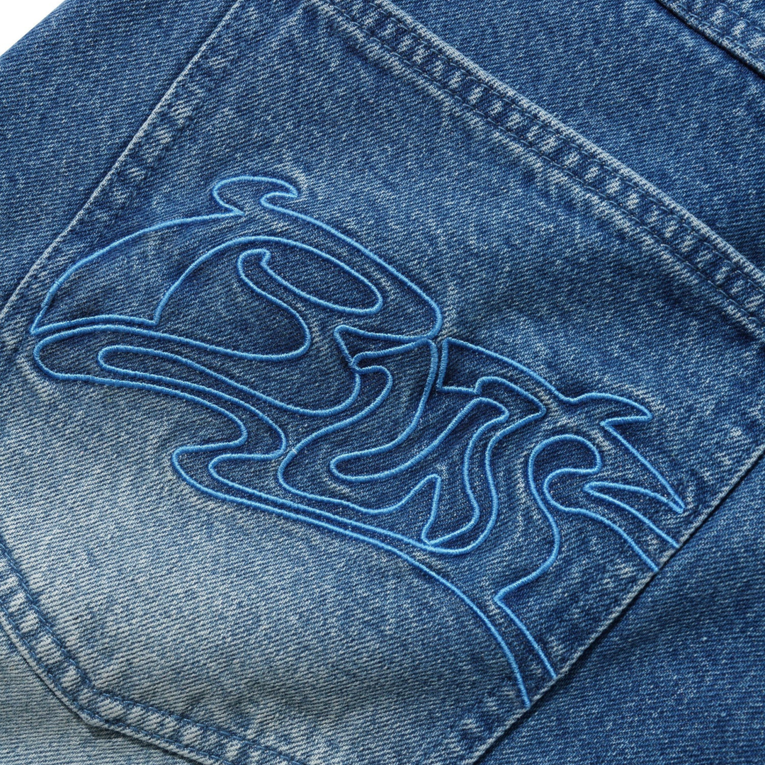 Butter Men's Drummer Baggy Denim Shorts Stone Wash Blue