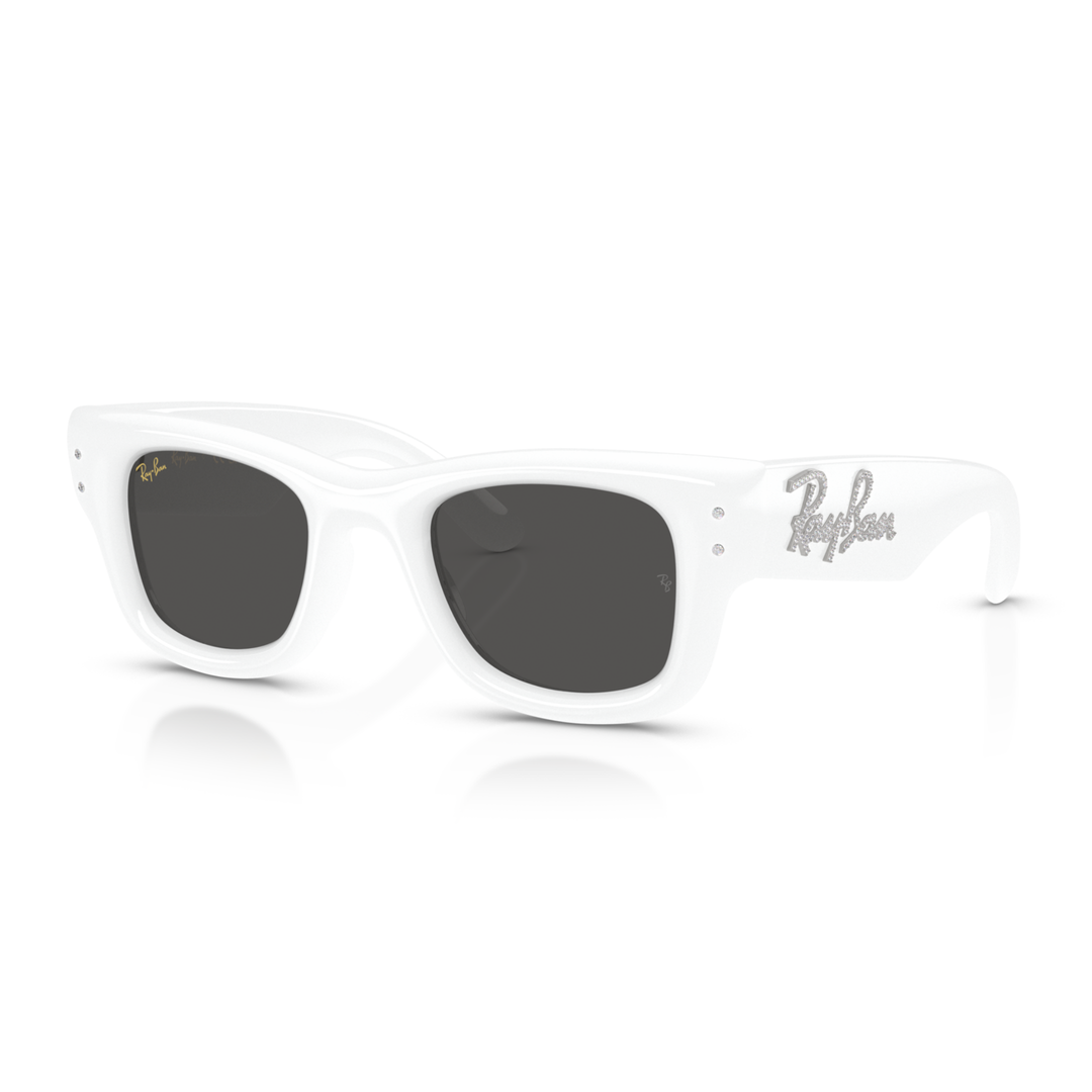 Ray Ban X A$AP Rocky Wayfarer Puffer Crystal Edition Polished White & Strass Frame/Ultra Black Lenses