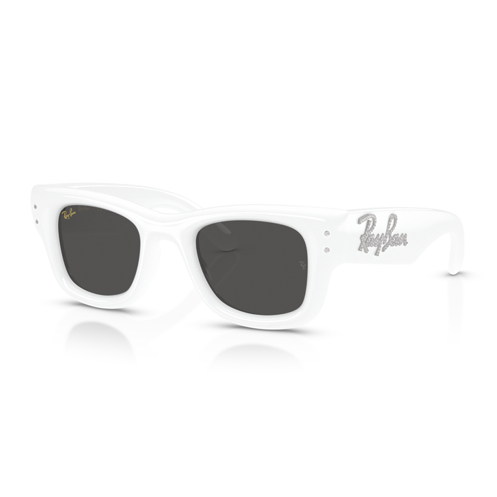 Ray Ban X A$AP Rocky Wayfarer Puffer Crystal Edition Polished White & Strass Frame/Ultra Black Lenses