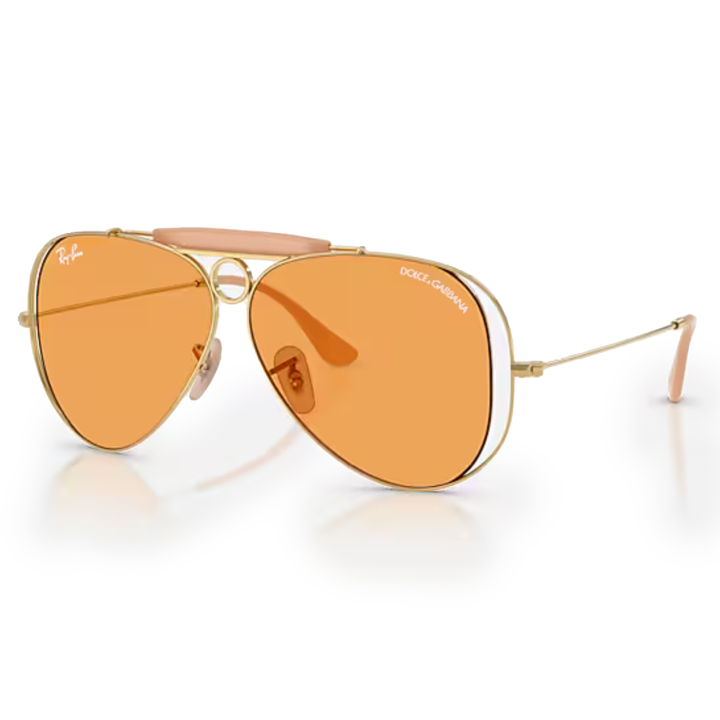 Ray Ban x Dolce & Gabbana The Shooter Polished Arista Gold Frame/Orange Lenses