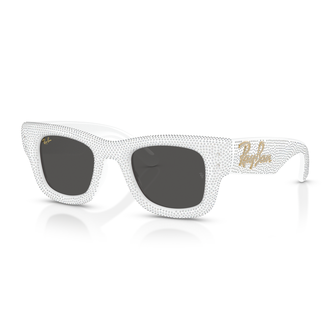 Ray Ban X A$AP Rocky Wayfarer Puffer Swarovski Crystal Pavè Edition Polished White & Strass Pave Frame/Ultra Black Lenses