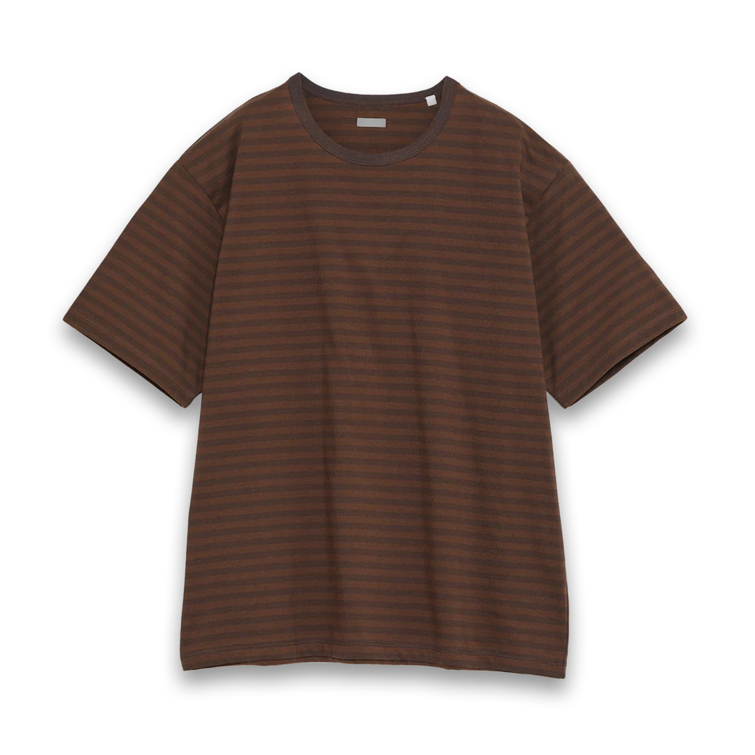 Nanamica Men's Coolmax Stripe Jersey Tee Dark Brown