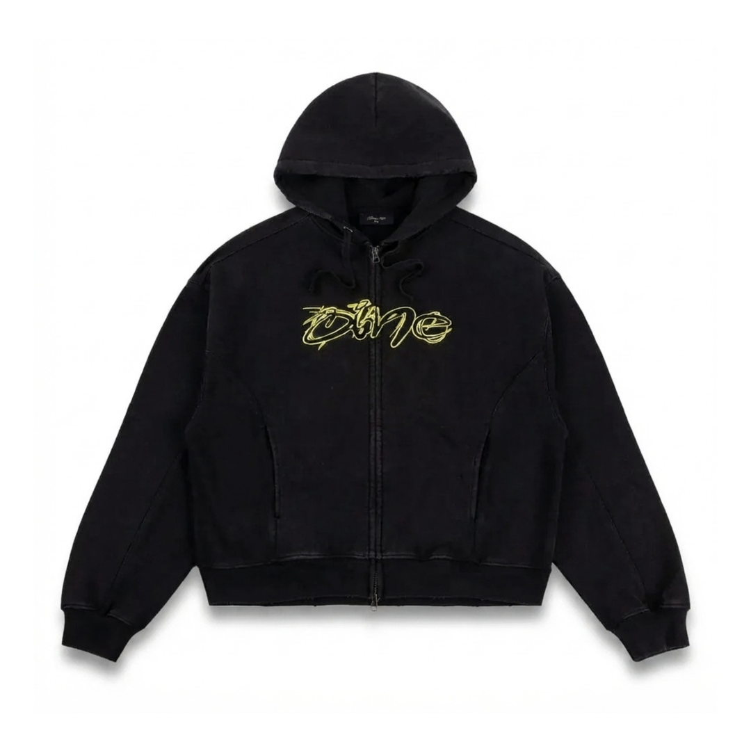 Dime Men's Distressed Terry Acid Black Hoodie