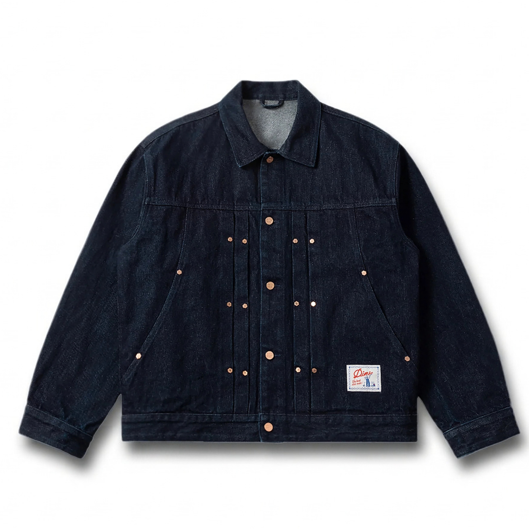 Dime Men's Pleated Indigo/Blue Denim Jacket