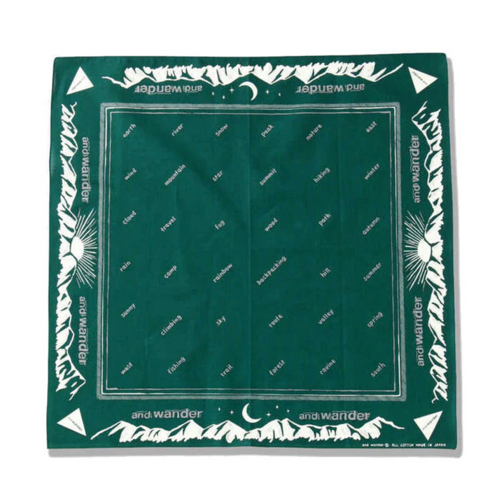 And Wander Reflective Words Bandana Green